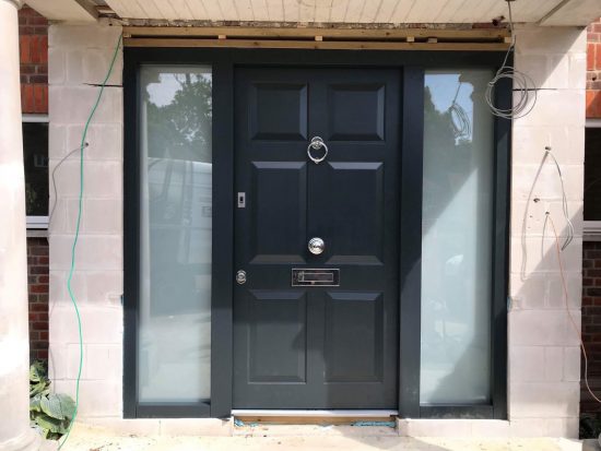 Fort Security Contemporary Door With Fingerprint Reader And 2 Large Side Glazed Panels