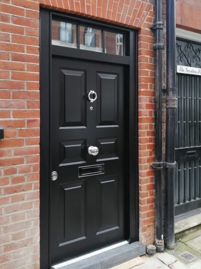 Fort Security Front Door In Black With Rectangular Transom