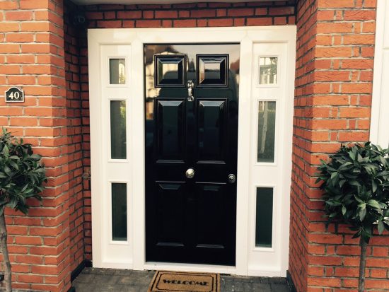 Fort Security Front Door With 2 Glazed Side Panes And Silver Finish