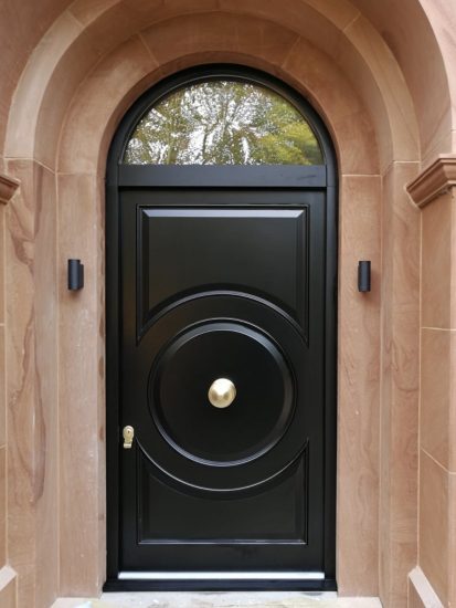 Fort Security Single Front Door With Circular Design And Arched Transom