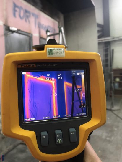 Fort Security Viewing Fire Resistance Test Through Thermanl Camera